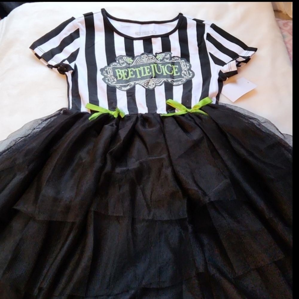 Youth Girl, Halloween, Beetlejuice Shortsleeve Dress